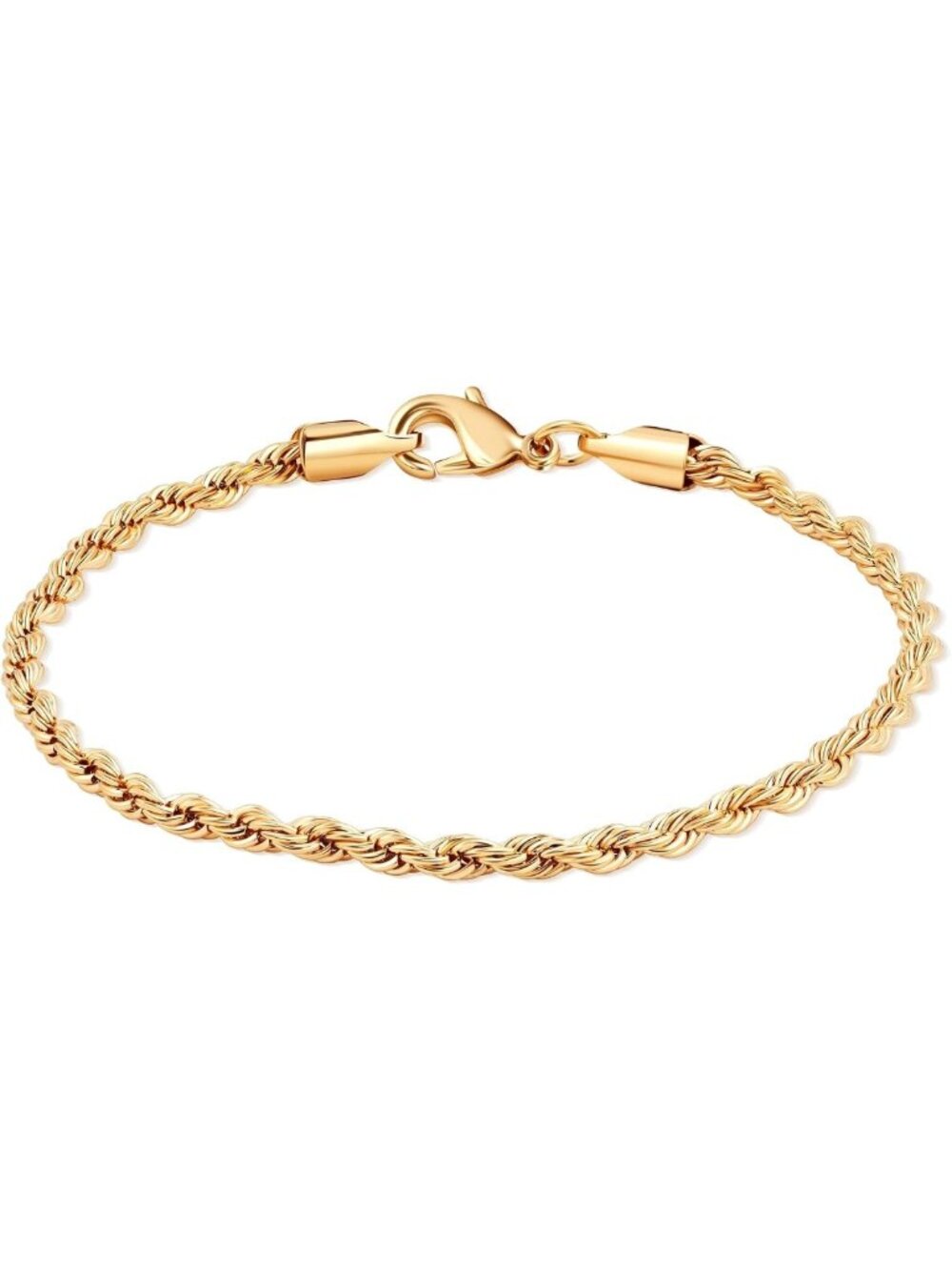 Elegant 18K Gold Rope Chain Bracelet - Stylish, Durable, Perfect for Layering